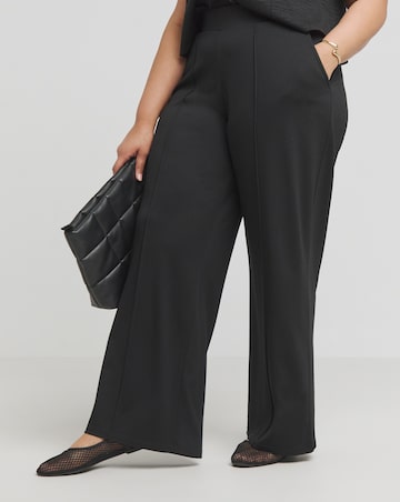 Simply Be Black Ponte Wide Leg Trousers