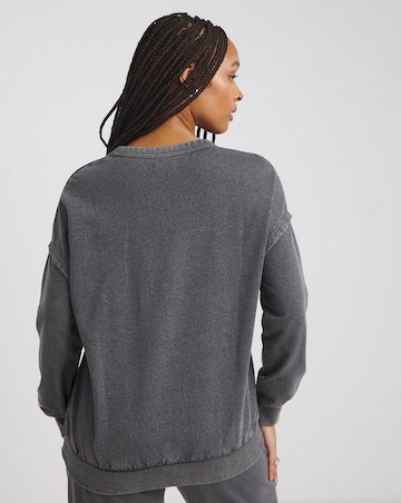 Acid Wash V Neck Sweatshirt