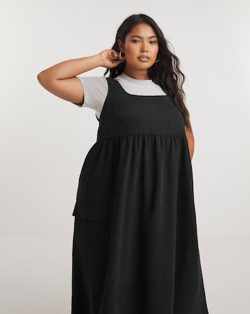 Black Cargo Utility Midi Dress