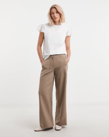Pure Cotton White Crew Neck Chiffon Sleeve Top