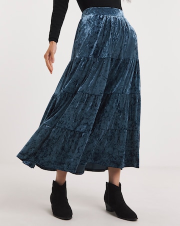 Julipa Crushed Velvet Tiered Maxi Skirt
