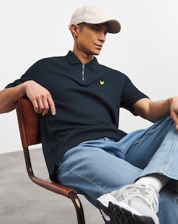 Lyle &amp; Scott Textured Stripe Neck Polo