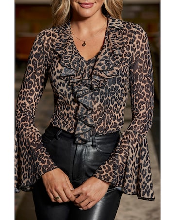 Sosandar Leopard Jersey Chiffon Shirt