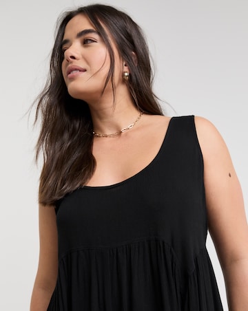 Black Crinkle Midi Sundress