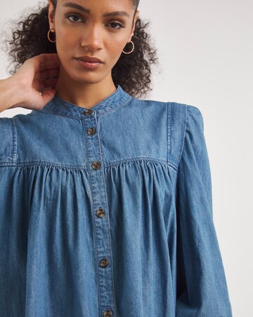 Whistles Chambray Denim Trapeze Dress