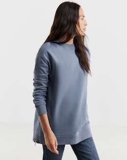 Side Zip Longline Sweatshirt