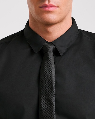 Black Short Sleeve Formal Shirt Long