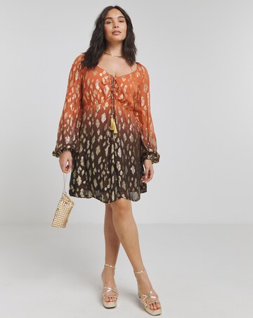 Simply Be Ombre Rainbow Foil Skater Dress