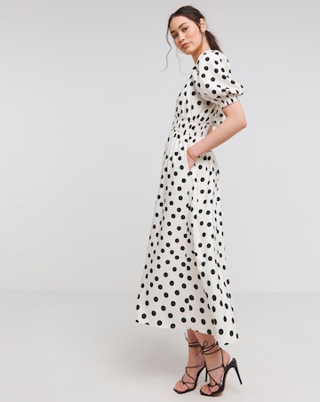 Flounce London Ivory Crepe Spotted Midaxi Dress