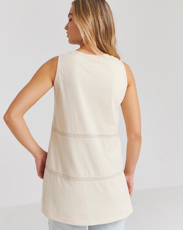 Ecru Sleeveless Crochet Trim Top