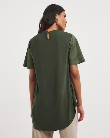Khaki Jersey Back Short Sleeved Top