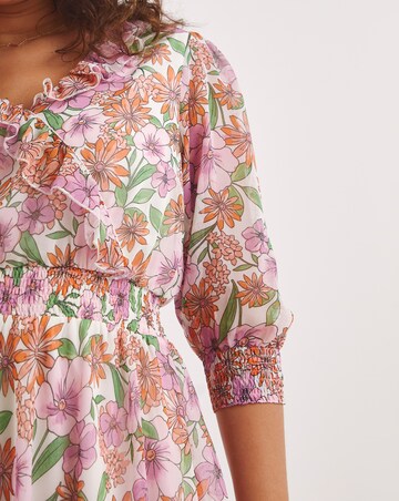 Floral Print Wrap Georgette Skater Dress