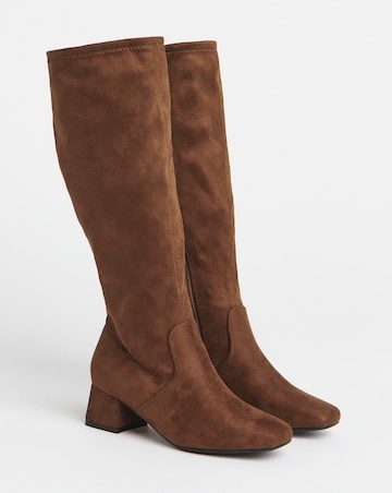 Claudia Low Block Heel Knee High Boots - Standard Fit (D) & Standard/Curvy Calf