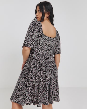Ditsy Print Supersoft Knot Front Skater Dress
