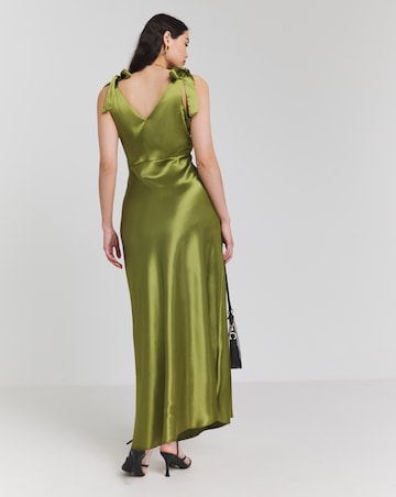 Simply Be Olive Tie Strap Satin Maxi Slip Dress