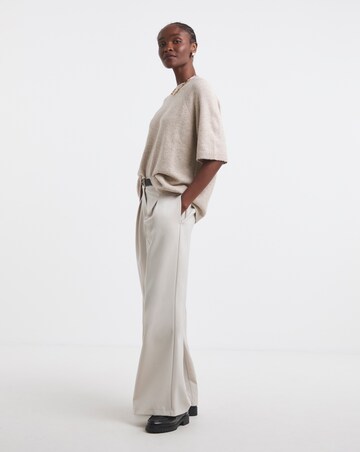 Cosy Yarn Oatmeal Short Sleeve Boxy Knitted T-Shirt