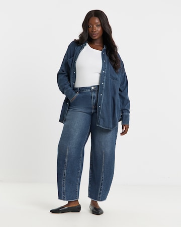 Simply Be Indigo Oversized Denim Shirt with Tencel TM