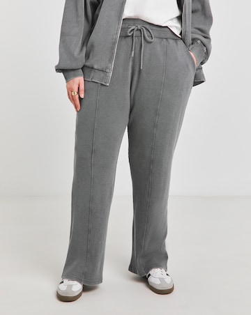 Simply Be Grey Acid Wash Waffle Wide Leg Joggers