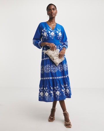 Embroidered Smock Dress