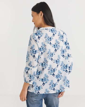 Julipa Lace Trim Pintuck Cotton Blouse
