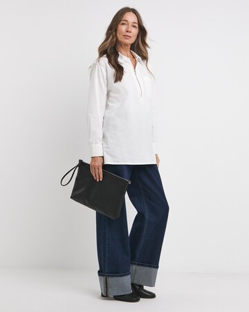 Cotton Poplin Zip Detail Shirt