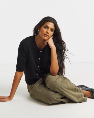 Eversoft Black Half Sleeve Cardigan