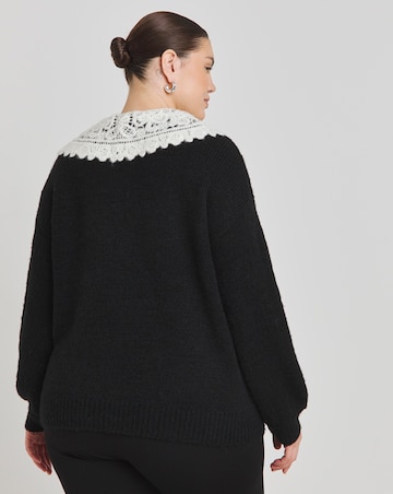 Simply Be Black Collar Detail Jumper
