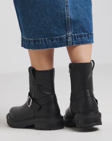 Vada Classic Multi Buckle Biker Boots Wide E Fit