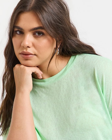 Green Slub Texture Slouchy T-Shirt