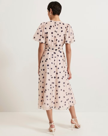 Phase Eight Nicola Spot Ruffle Midi Dress