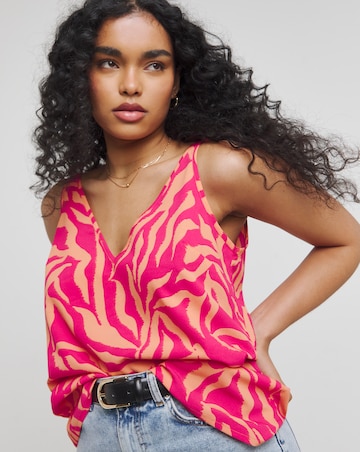 Orange and Pink Zebra Print V Neck Cami