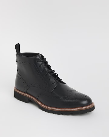 Brogue Leather Lace Up Boot Wide