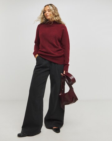 Wine Satin Bow Back Longline Jumper