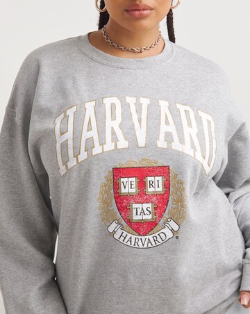 Grey Marl Harvard Varsity License Regular Fit Sweatshirt