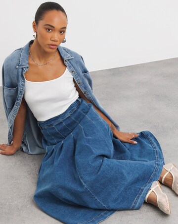 Dark Blue Maxi Denim Kilt
