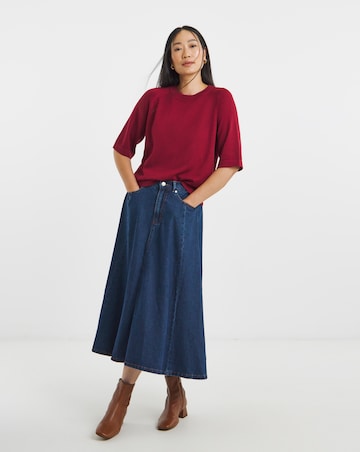 Berry Half Sleeve Raglan Knitted T-shirt