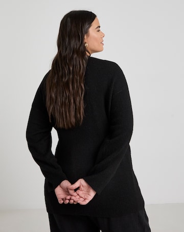 Simply Be Black Longline Ballet Wrap Cardigan