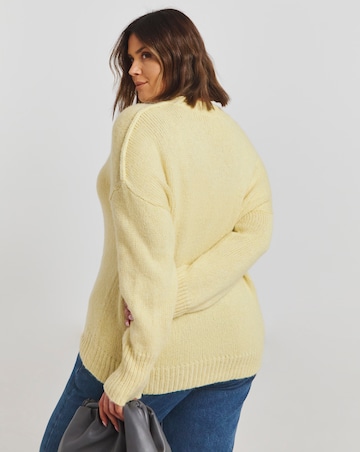 Yellow Exposed Seam Mock Neck Jumper