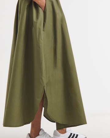 Olive Pure Cotton Pull On Maxi Skirt