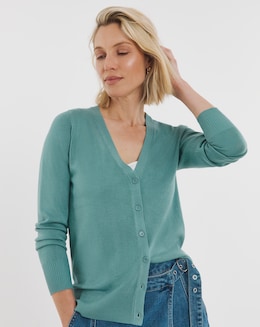 Teal V Neck Cardigan