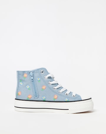 Hola Hi Top Embroided Trainer Wide Fit