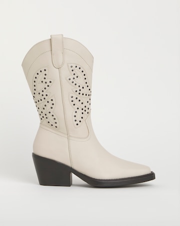 Daytona Leather Western Mid Calf Boots - Wide Fit (E) & Super Curvy Calf