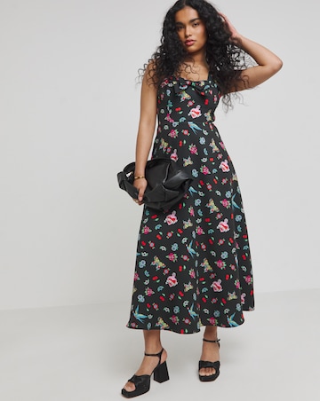 Twisted Wunder Black Tattoo 50's Bow Detail Swing Maxi Dress