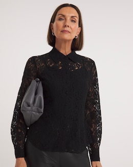 Whistles Lucy Seam Detail Lace Shirt
