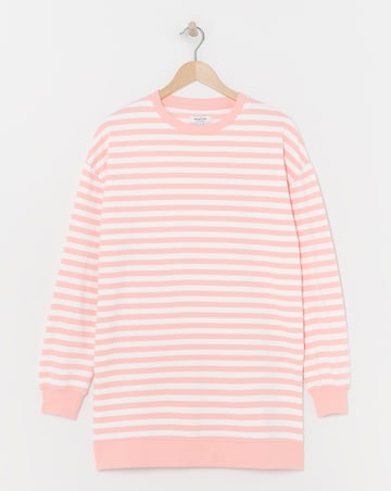 Simply Be Peach & Ivory Stripe Side Split Sweatshirt Tunic