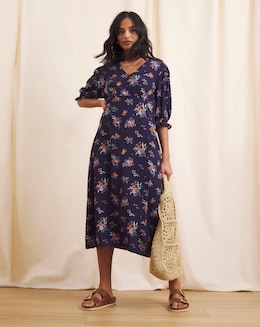 Anise Adeline V Neck Tie Back Midi Dress