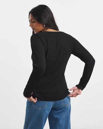 Simply Be Black Lace Trim Top