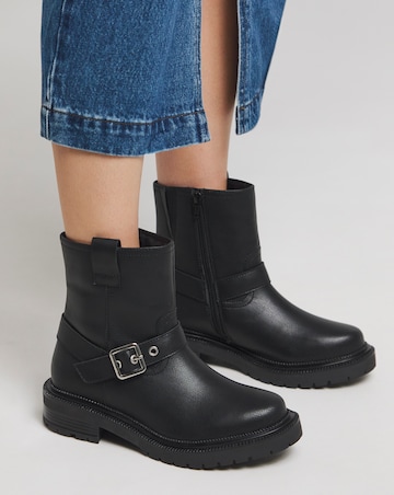 Vada Classic Multi Buckle Biker Boots Wide E Fit