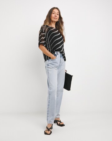 Chiffon Printed Boxy Short Sleeve Top - Black Spot
