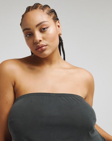 Simply Be Charcoal Grey Premium Jersey Bandeau Maxi Dress